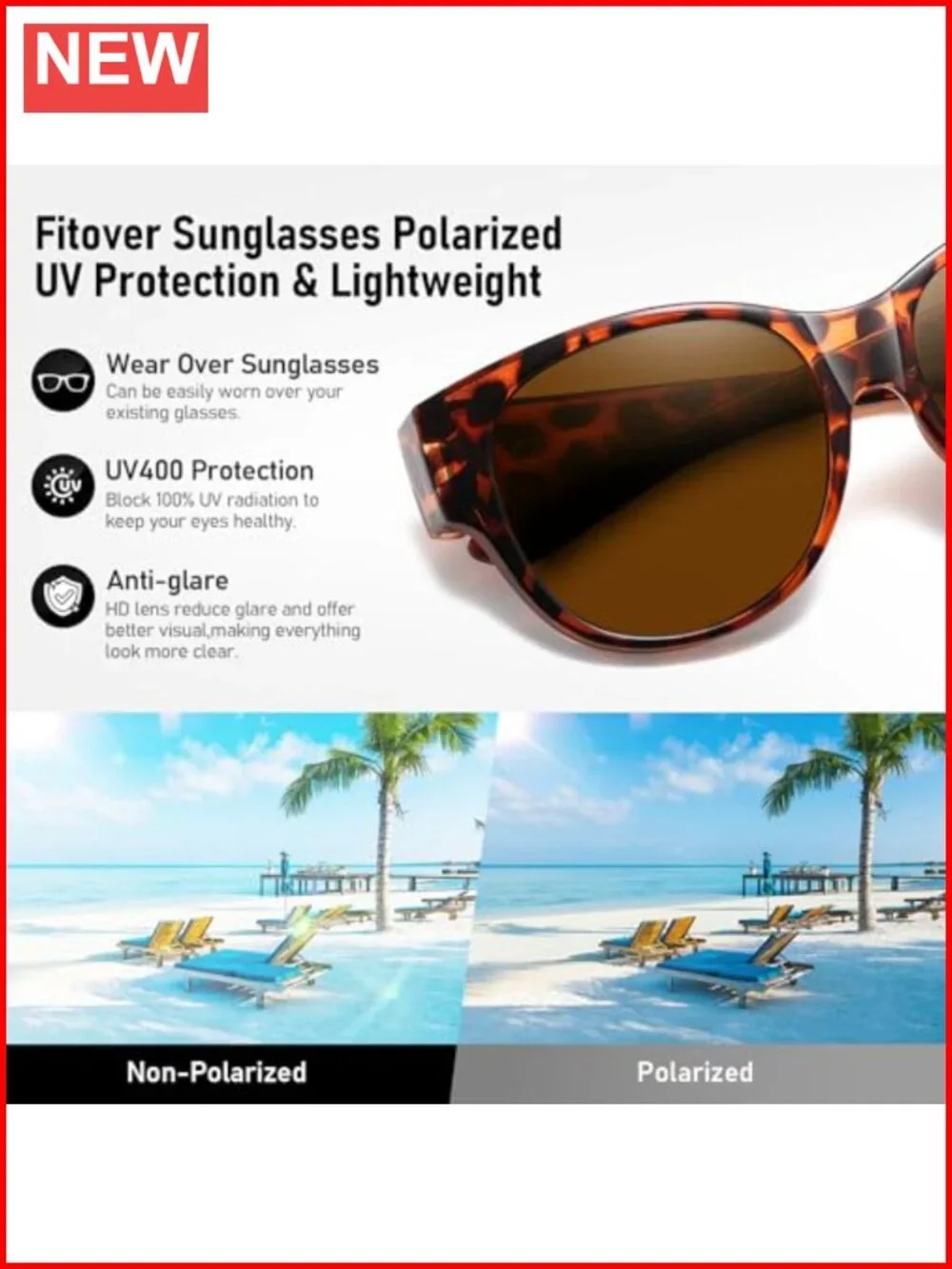 Polarized Cat Eye Fit Over Glasses Sunglasses for Women UV Protection